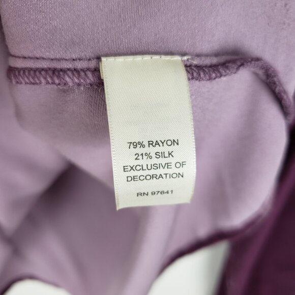 J Jill Purple Velvet Surplice Empire Top L Romantic Renaissance Vintage Blouse - Picture 9 of 11